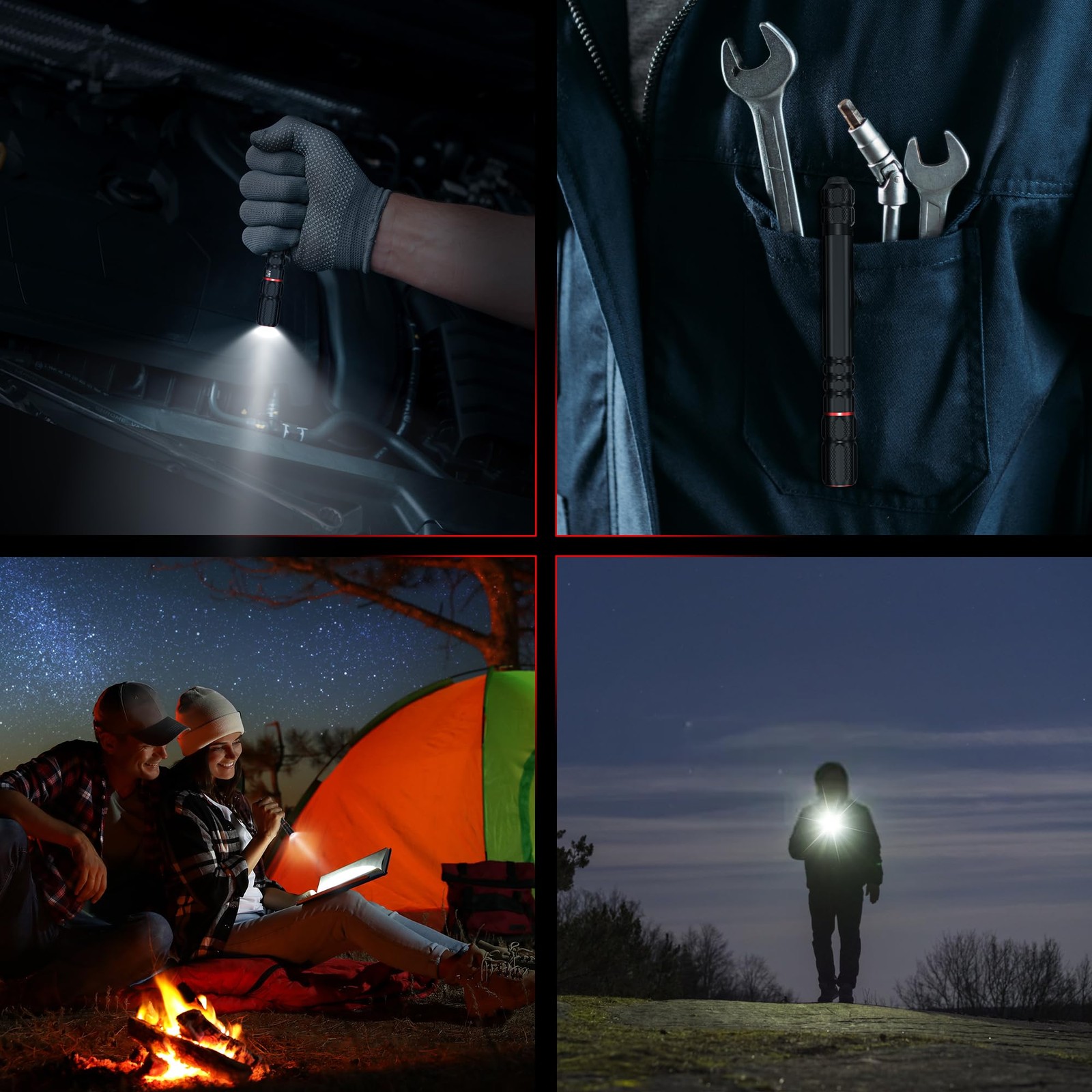 FORTO Rechargeable Pen Light Flashlight 400 Lumens Small Pocket Flashlight