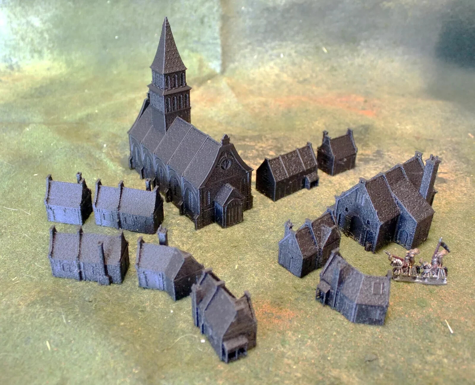 Greendale European Village 10 buildings +Church 10mm Terrain Bretonnia Warmaster