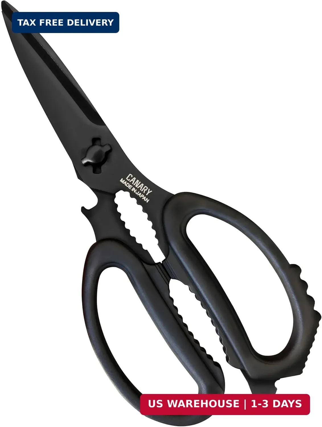 CANARY Japanese Kitchen Scissors All Purpose Heavy Duty 8.2" Matte Black, Made i