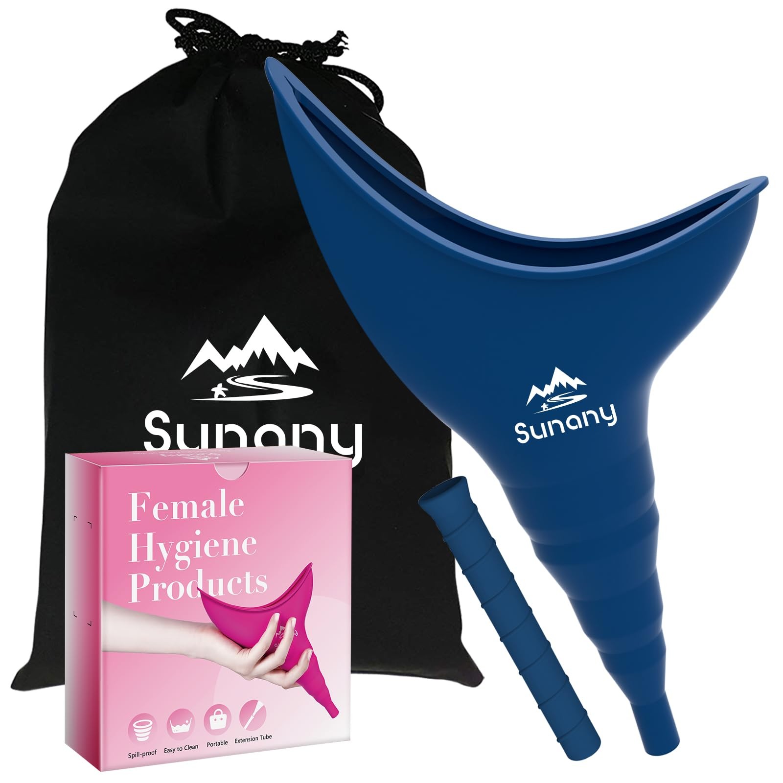 Sunany Female Urination Device, Reusable Urinal 3 Piece Set, Blue