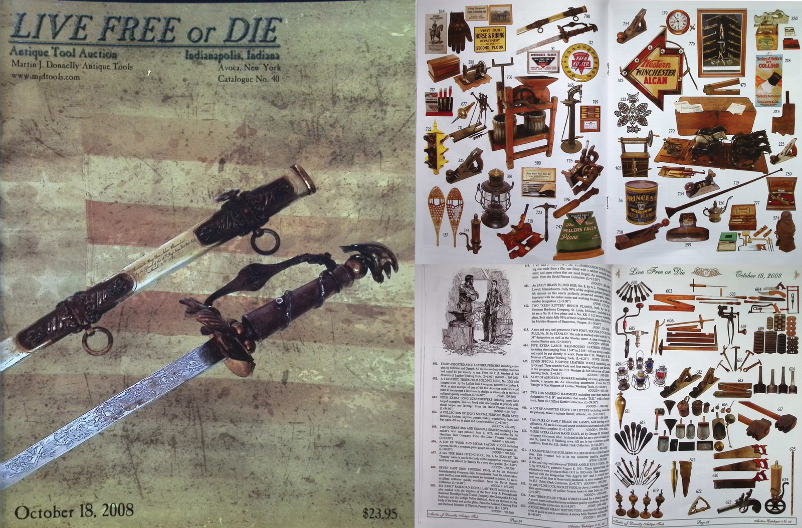 Full Color October, 2008 (OC08) Antique Tool Auction Catalog & Prices Realized