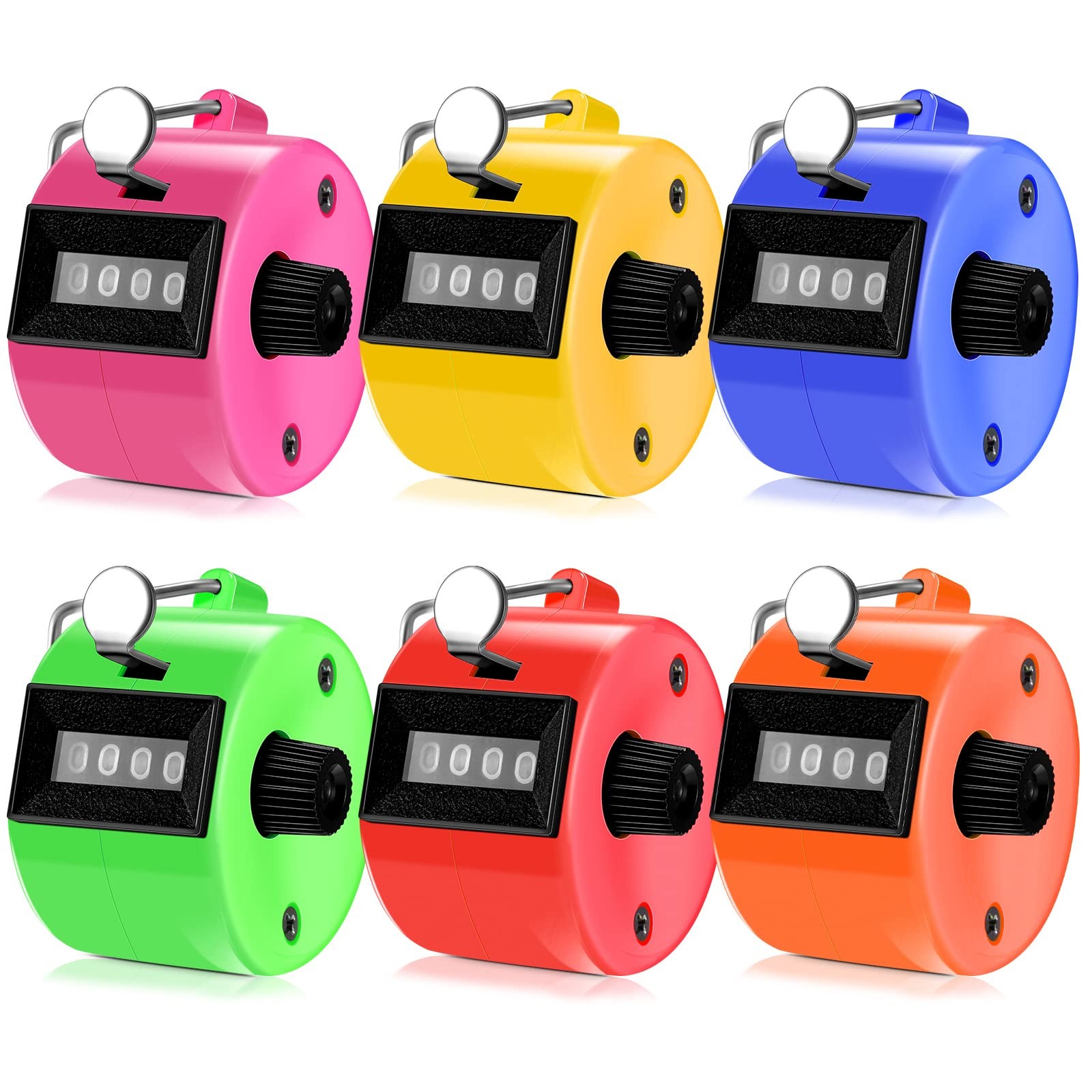6 Pack Hand Tally Counter 4 Digit Mechanical Palm Clicker Plastic Hand Held C...