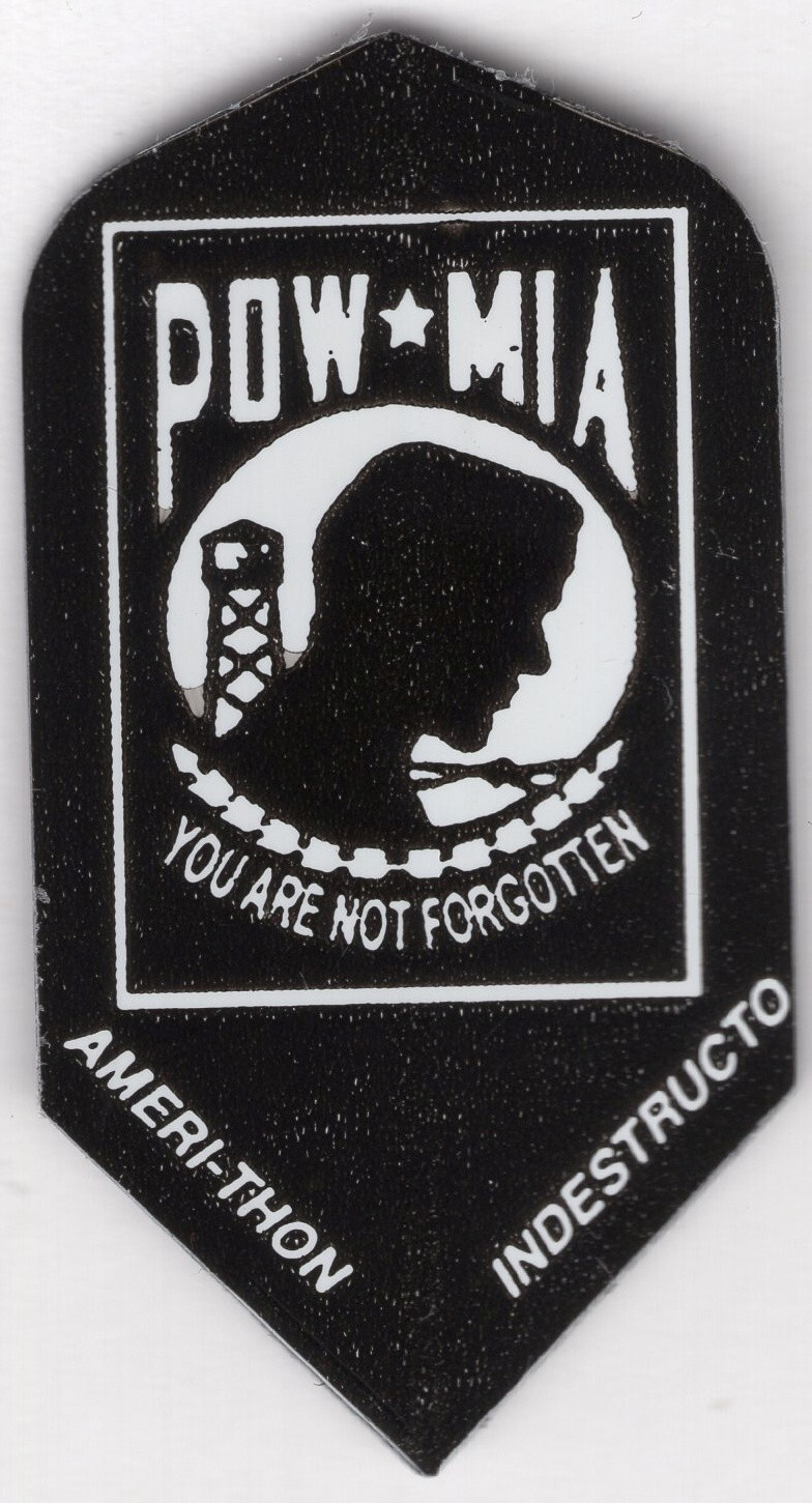 Slim Black & White "POW * MIA" Dart Flights: 3 per set