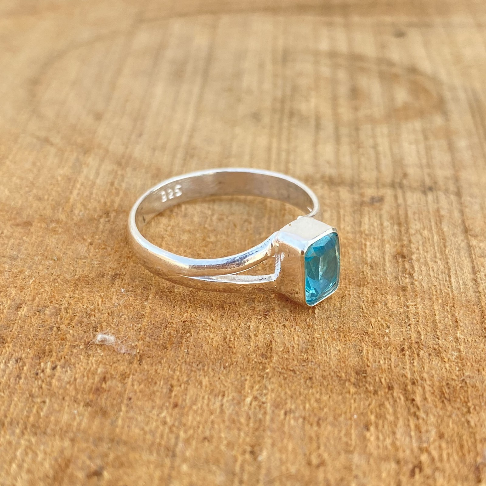 Solid 925 Silver Blue Topaz Ring Handmade Statement Boho Ring All Size SR782