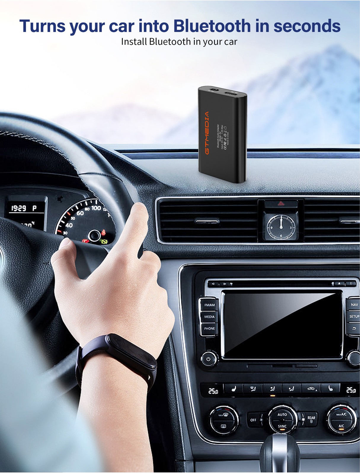 GTMEDIA Wireless Bluetooth 5.1 Audio Transmitter Receiver Adapter for Airplane