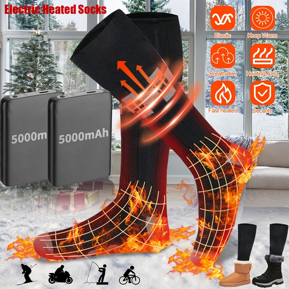 Electric Heated Socks Rechargeable Battery Men & Women Winter Foot Warmer Gifts
