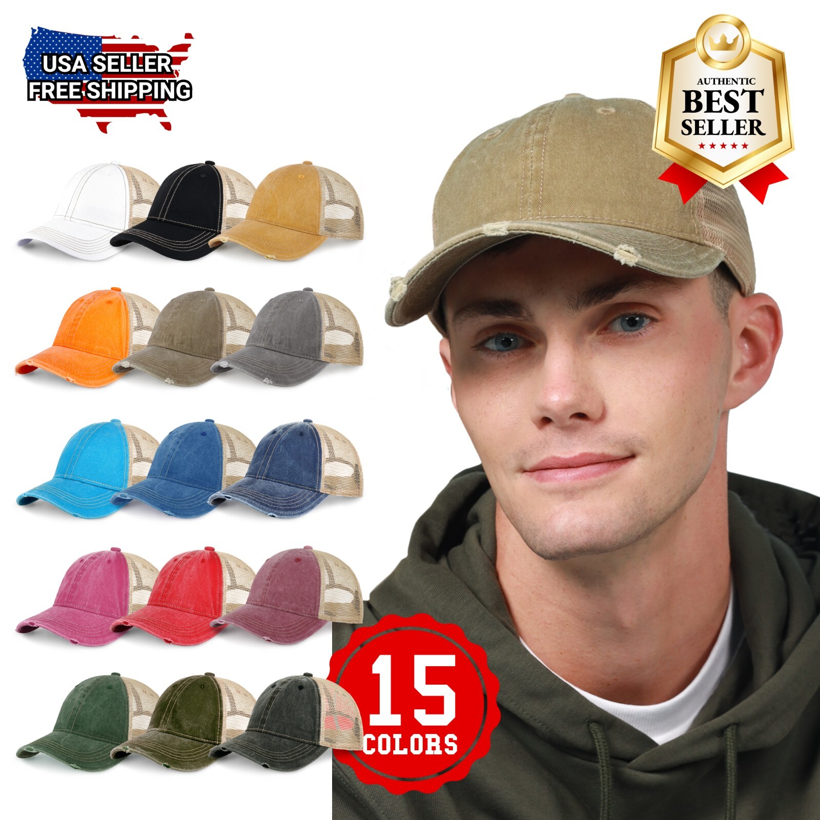 CHOK.LIDS Everyday Premium Washed Trucker Hat Unstructured Distressed Pigment