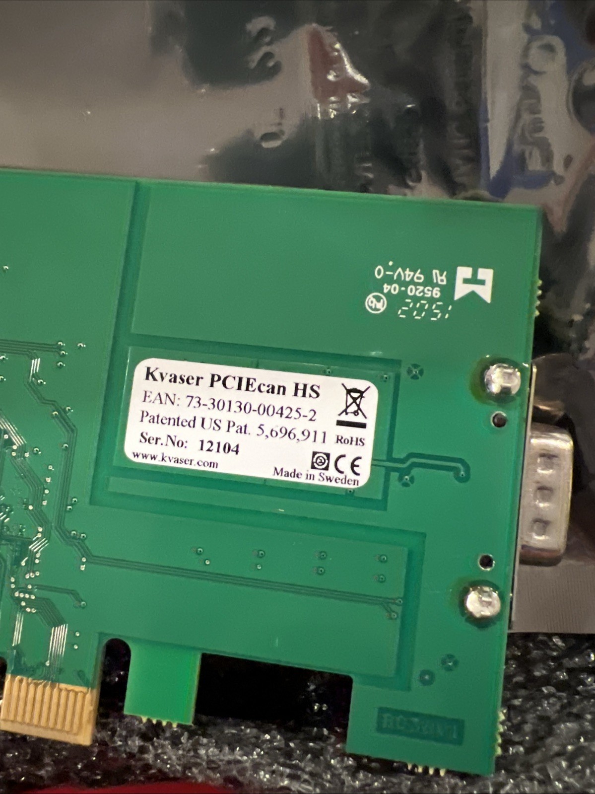 KVASER 73-30130-00425-2 PCIECAN HS NETWORK INTERFACE CONTROLLER CARD 00425-2
