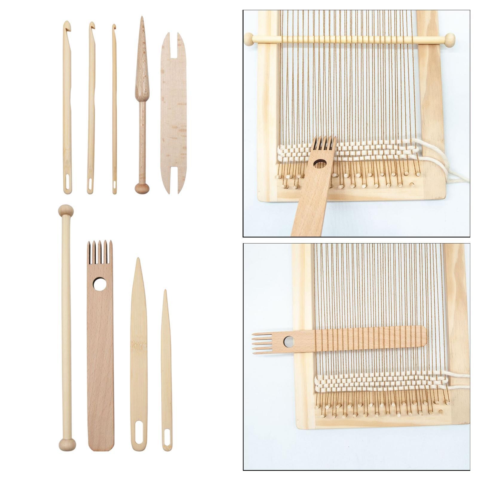 9x Weaving Loom Tools Wooden Knitting Crochet Hooks Carpet