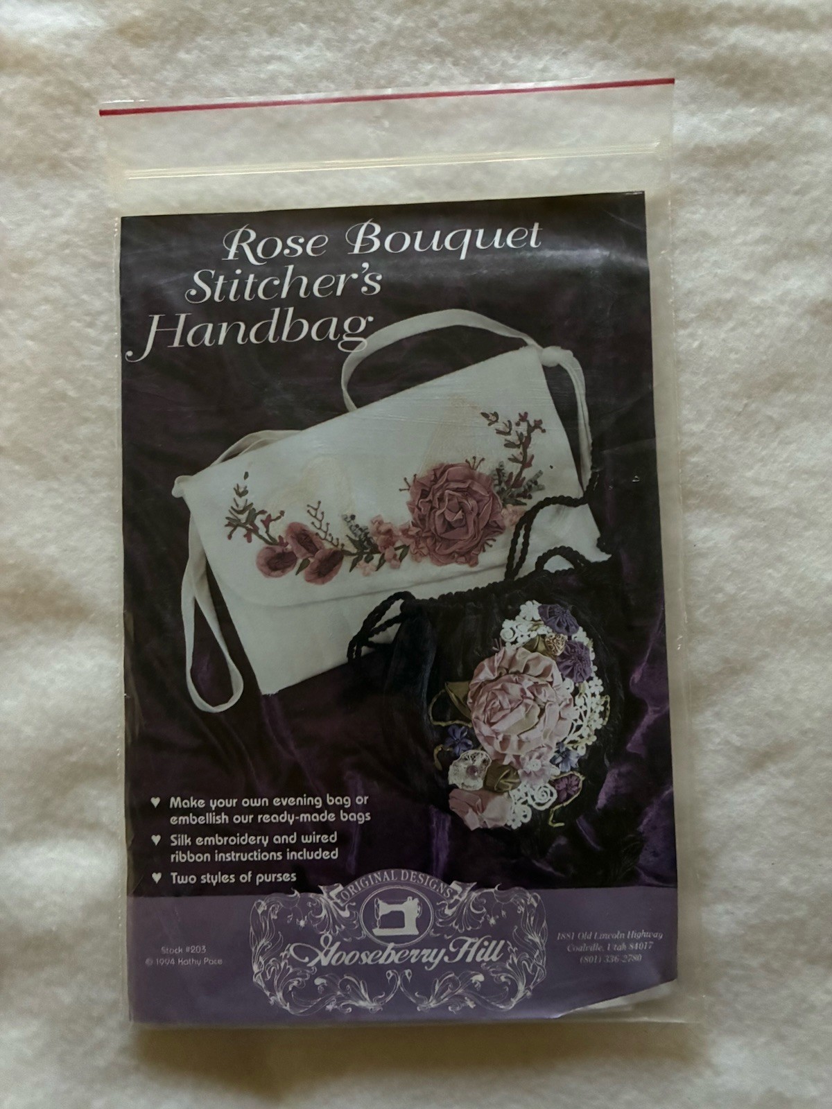 Gooseberry Hill Rose Bouquet Stitchers Handbag Silk Ribbon Embroidery Pattern