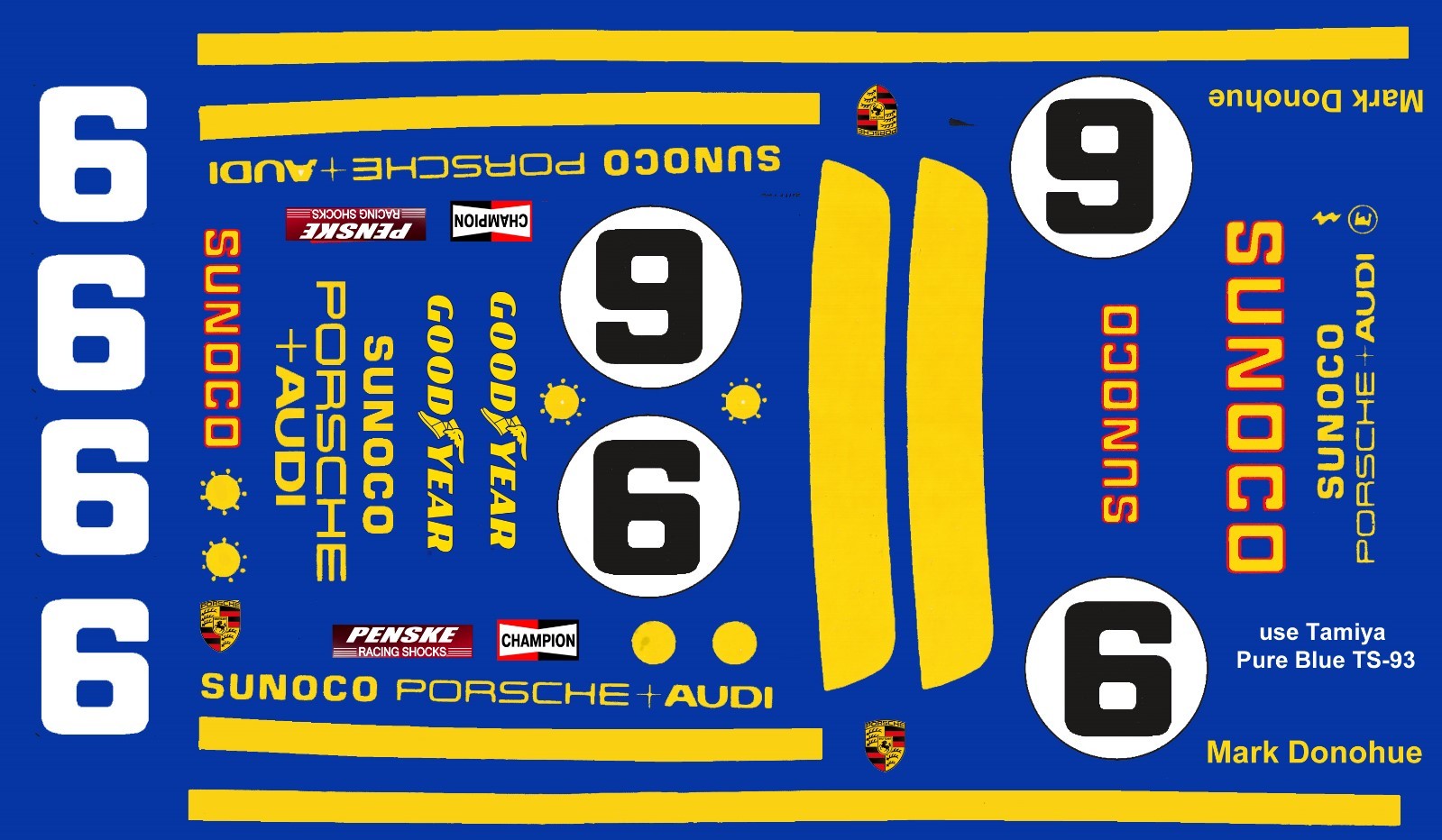 #6 Mark Donohue Porsche 911 RSR 1973 Sunoco 1/18th Scale Waterslide Decal
