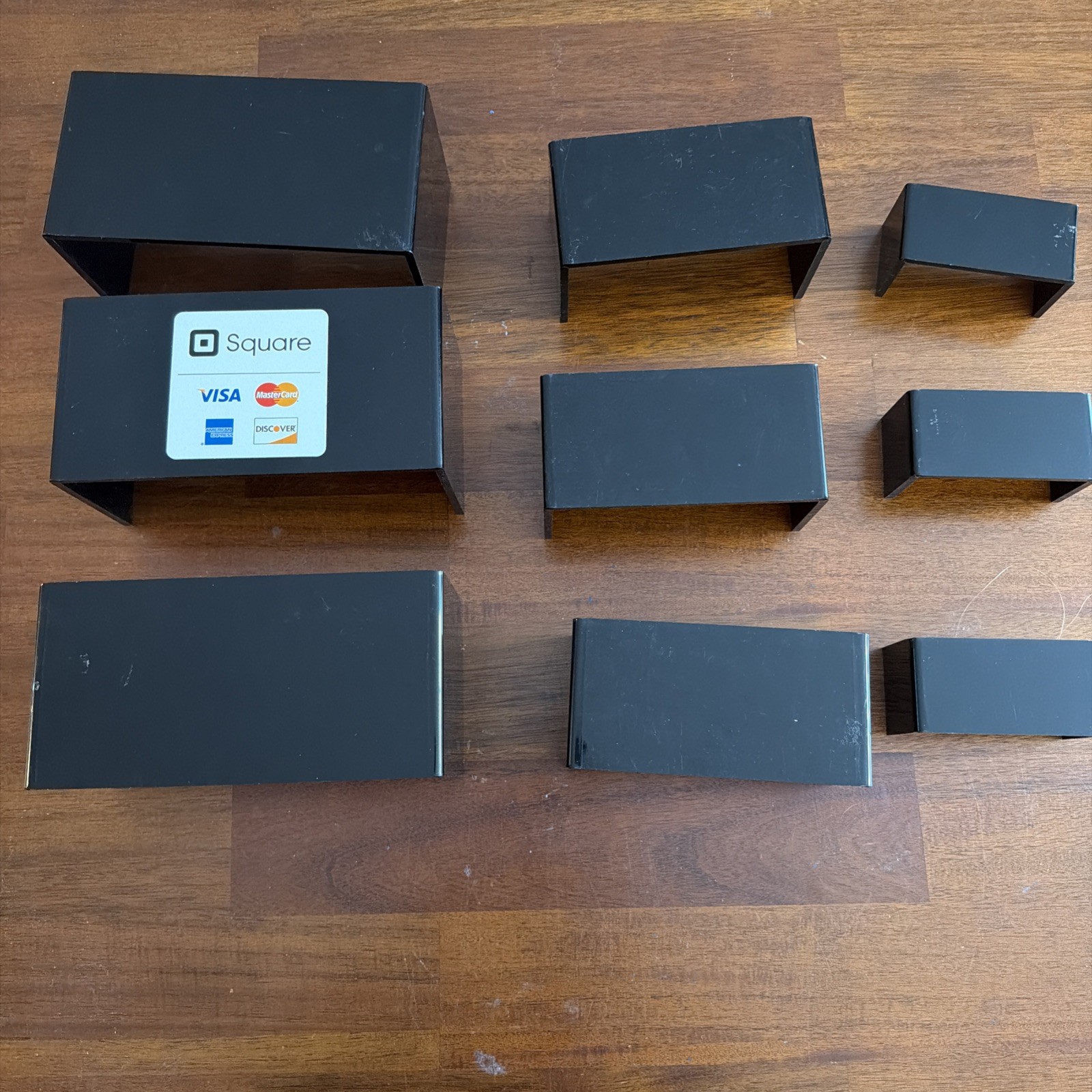 Black Tabletop Retail Riser Displays - 3 Different Sizes - 9 Total