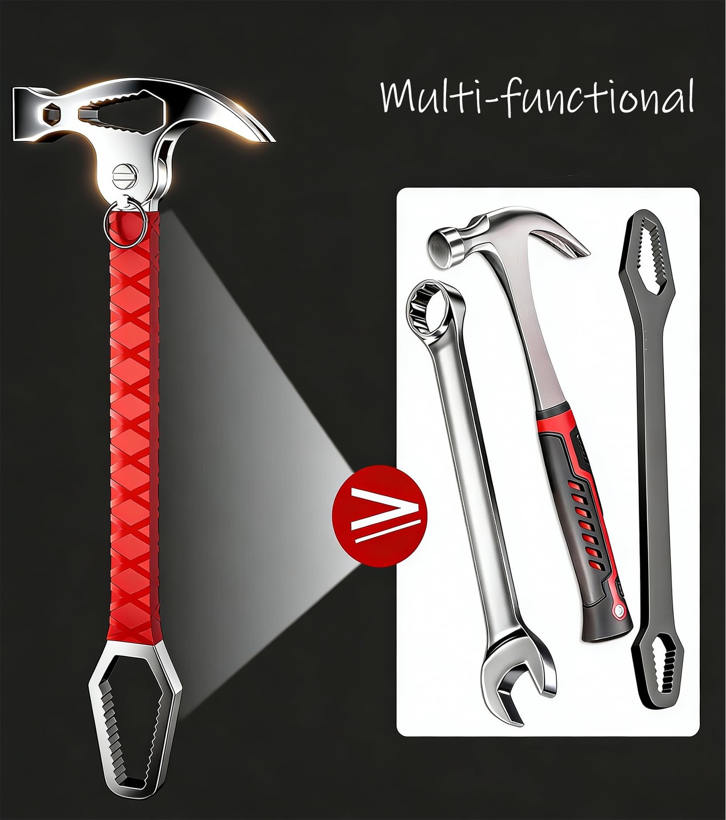 1.1 lb MultiFunction Claw Hammer Adjustable Head OnePiece RustProof Steel