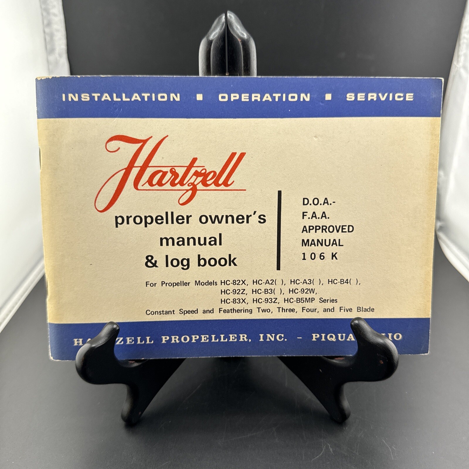 1975 Hartzell PropellerOwner's Manual 106K-DOA-FFA approved.🔥Excellent Cond.