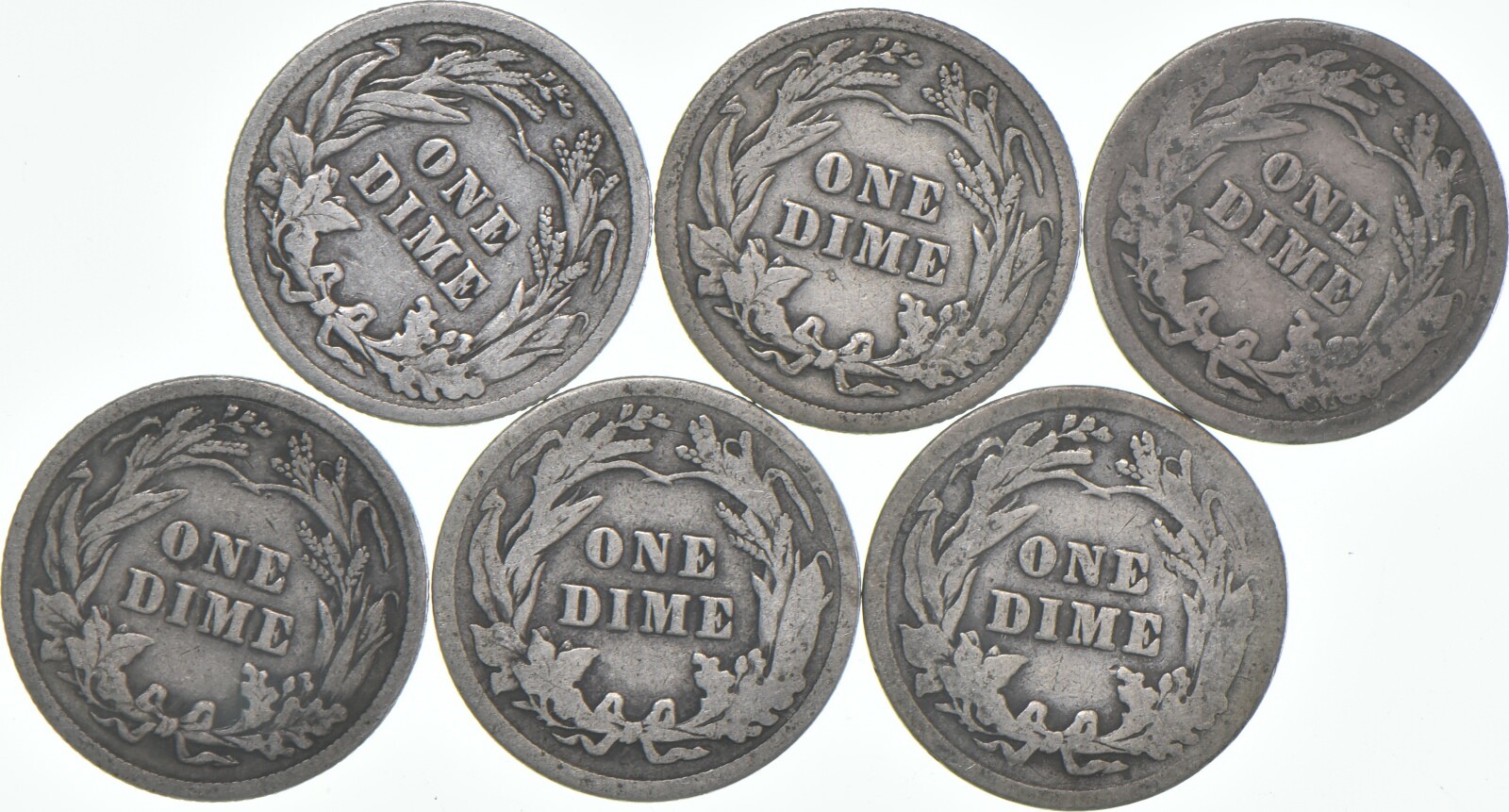 1916-P Barber Dime 90% Silver Average Circ