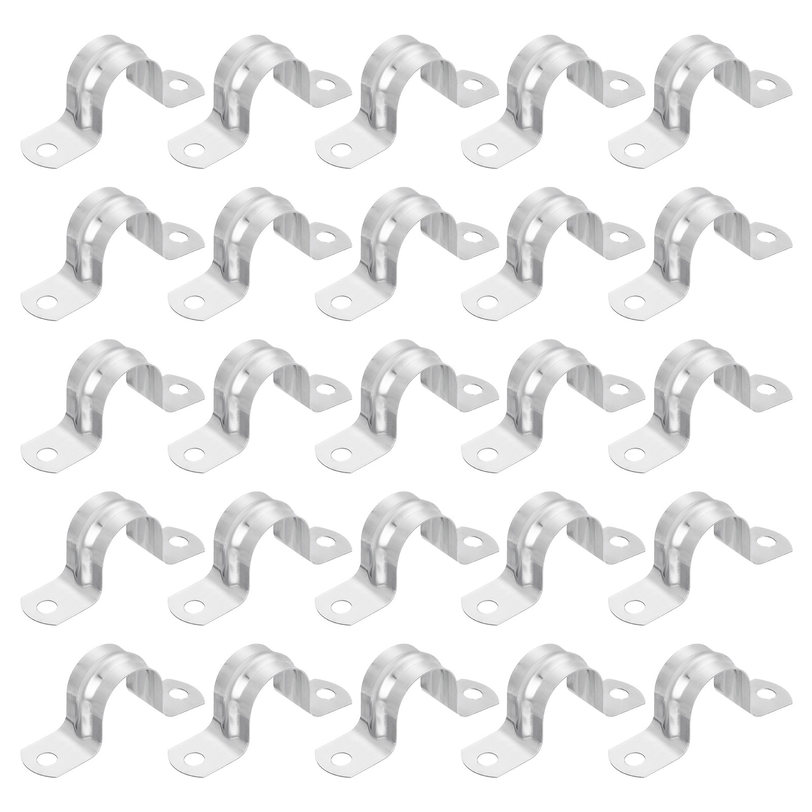 25Pcs 2 Holes Rigid Pipe Strap, M25 (1") Stainless Steel Tension Tube Clamp