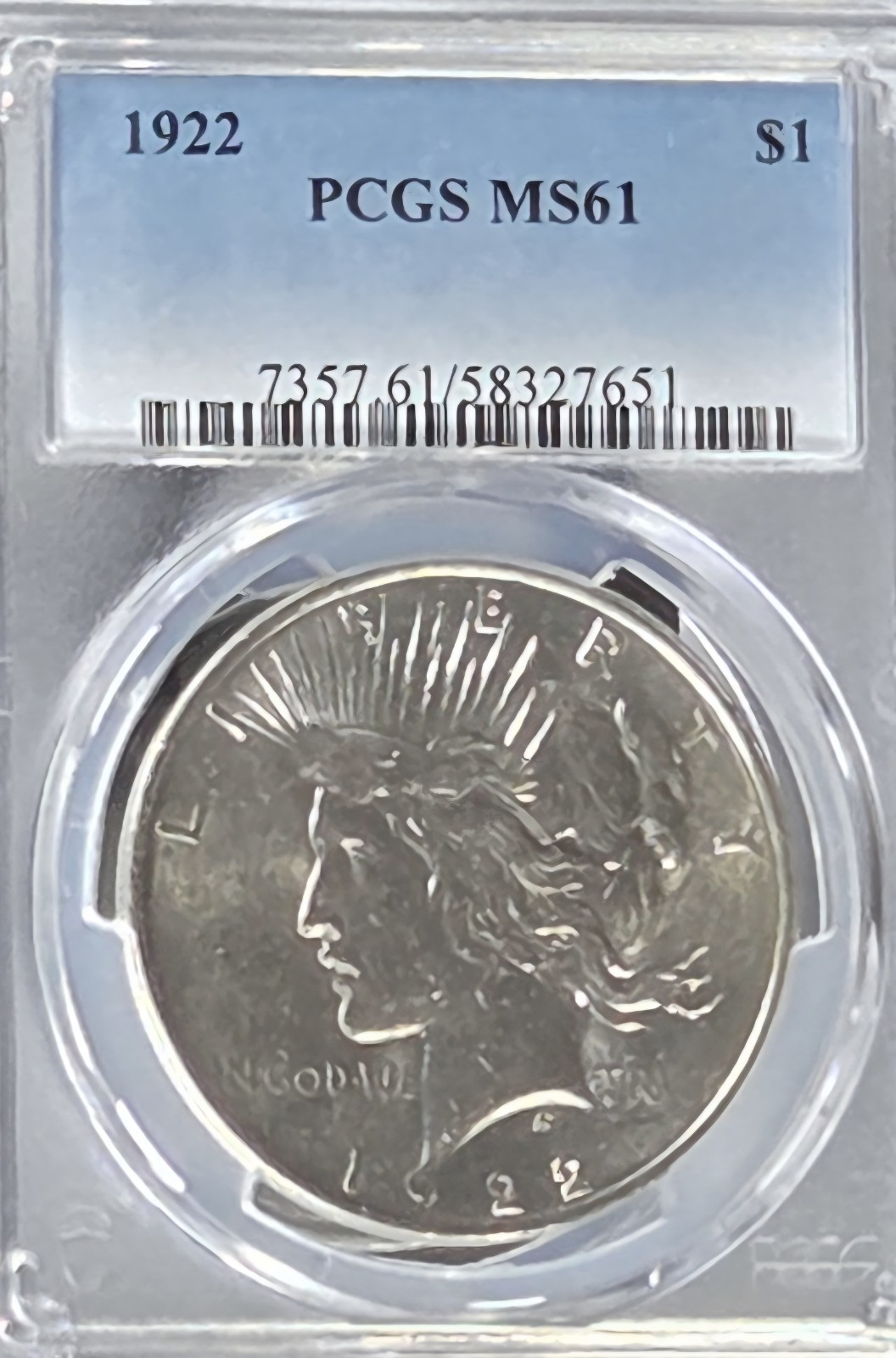 1922 Peace Dollar PCGS MS61 Uncirculated Philadelphia 90% Silver $1