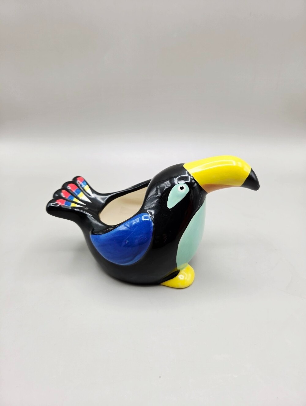Toucan Ceramic Colorful Planter, NWOT