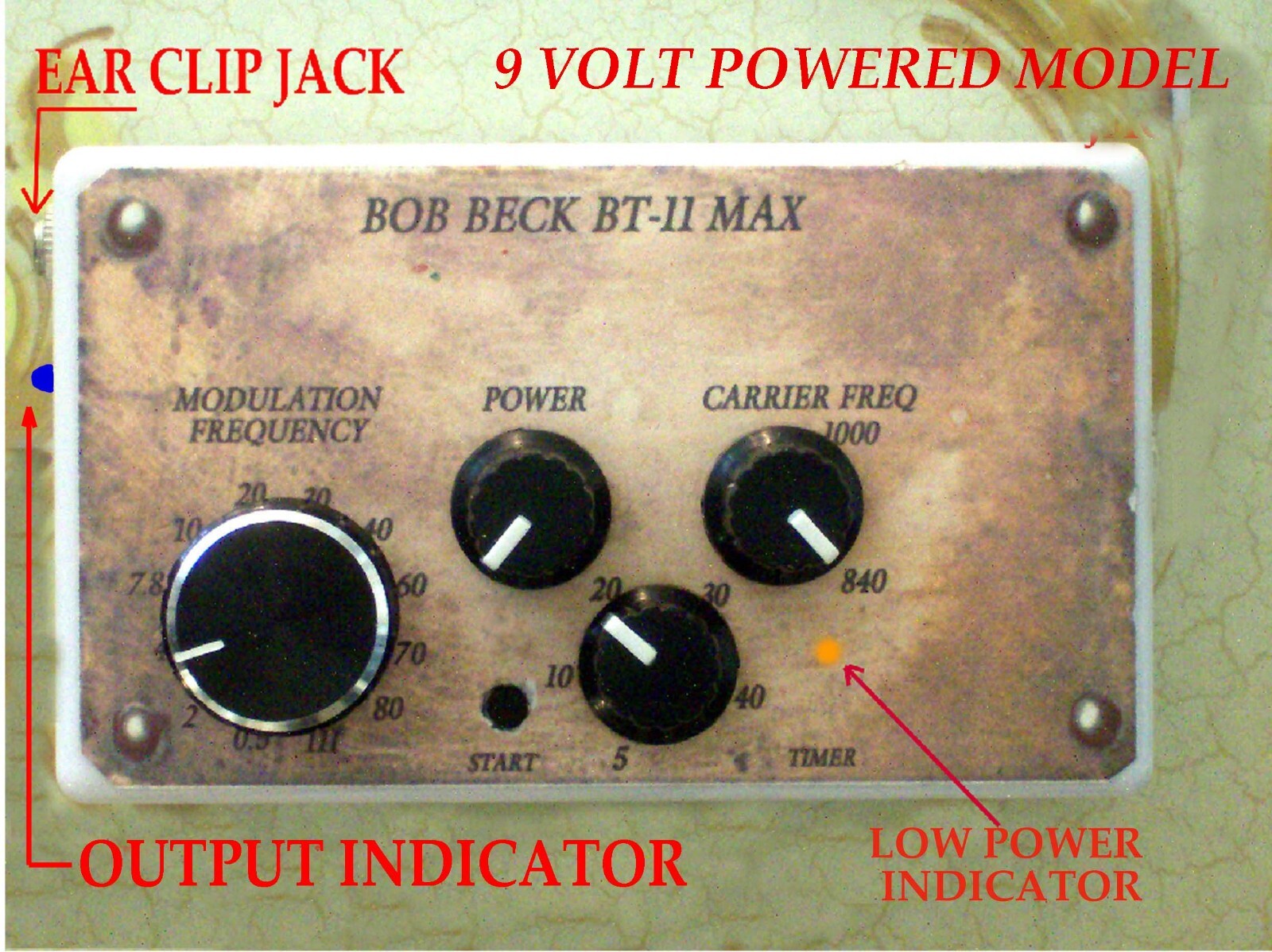 BOB BECK CES DEVICE BT-11 MAX BIO TUNER w TIMER/ADJ CARRIER 9 V battery power