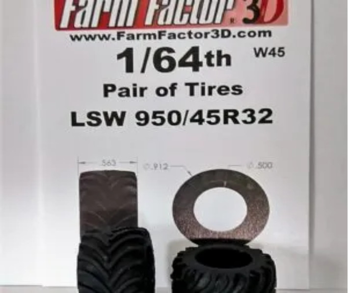 1/64 3DPrinted Pair of LSW 950/45R32 Tires