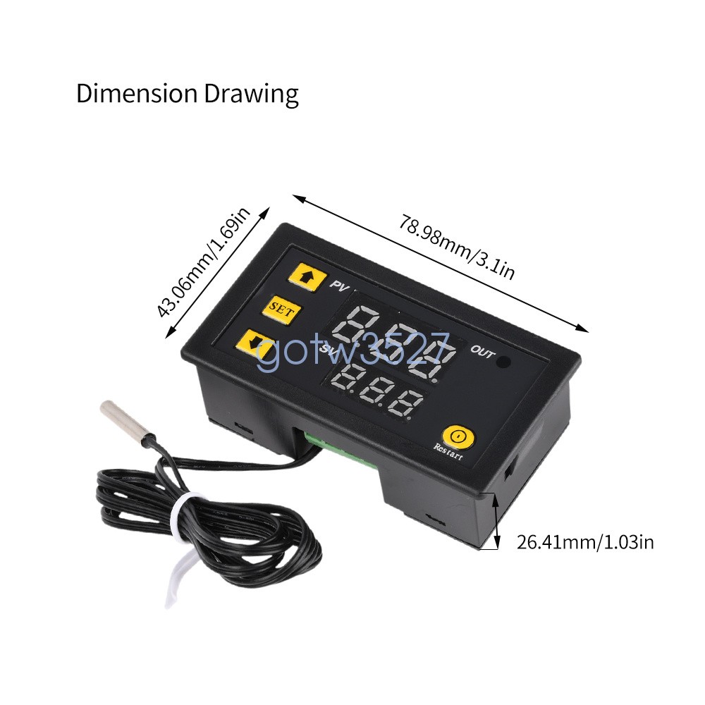 W3230 Digital Temperature Controller Thermostat 20A -55℃-120℃ Relay Output DC/AC