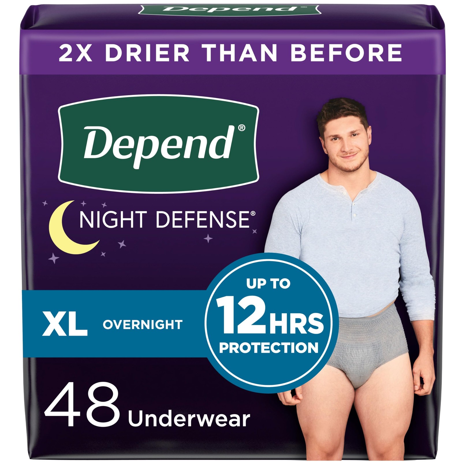 Depend Night Defense Incontinence Underwear for Men Extra-Large 48 Count