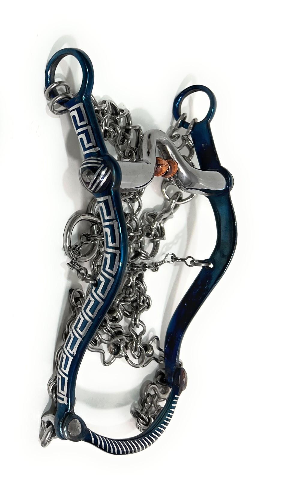 5 3/8" FRENO CHARRO AZUL . CHARRO SADDLE MEXICAN BLUE HORSE BIT, TACK HORSE GEAR