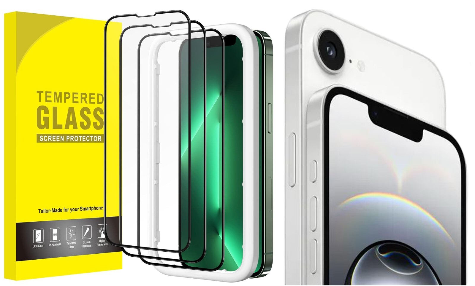 For NEW iPhone 16e 6.1" 2025 3-Pack Tempered Glass Screen Protector Black Edge