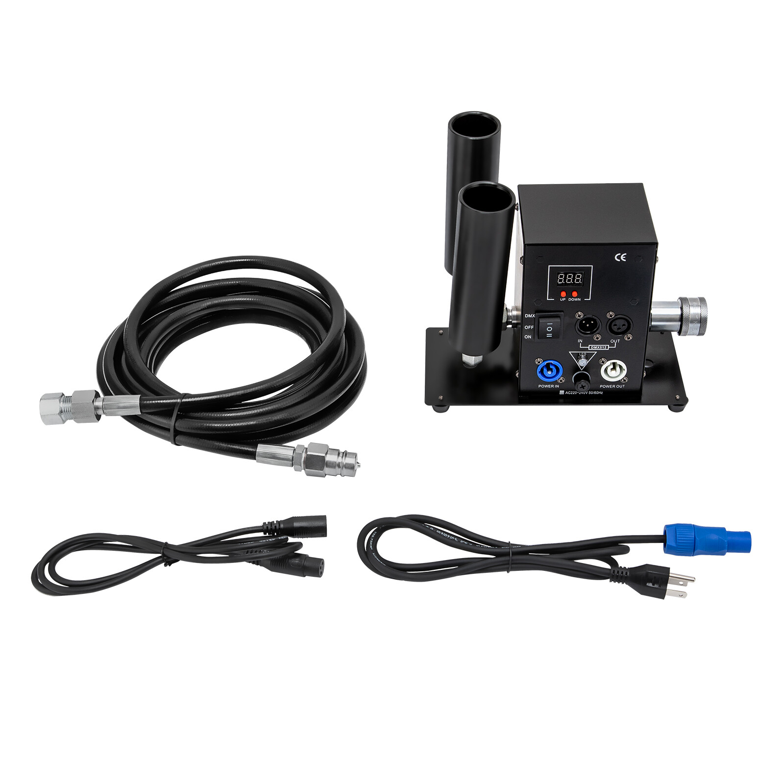 2-Nozzle CO2 Column Fog Machine CO2 Cannon Stage Smoke Effect DMX512 w/20ft Hose