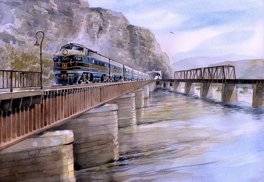 Potomac Eagle #722 B&O F7A. Harpers Ferry, WV. James Mann Train Art Notecards