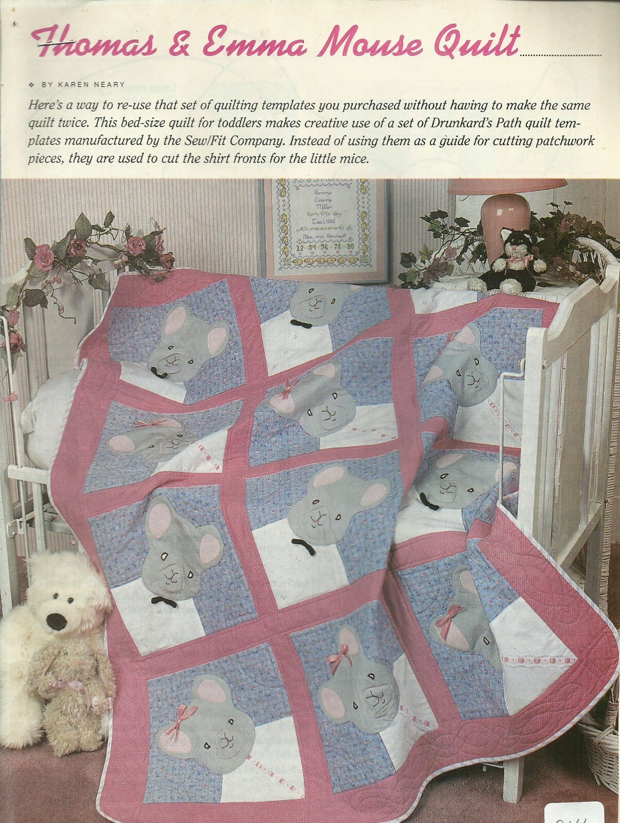 C0177  THOMAS & EMMA MOUSE QUILT  PATTERN/INSTRUCTIONS