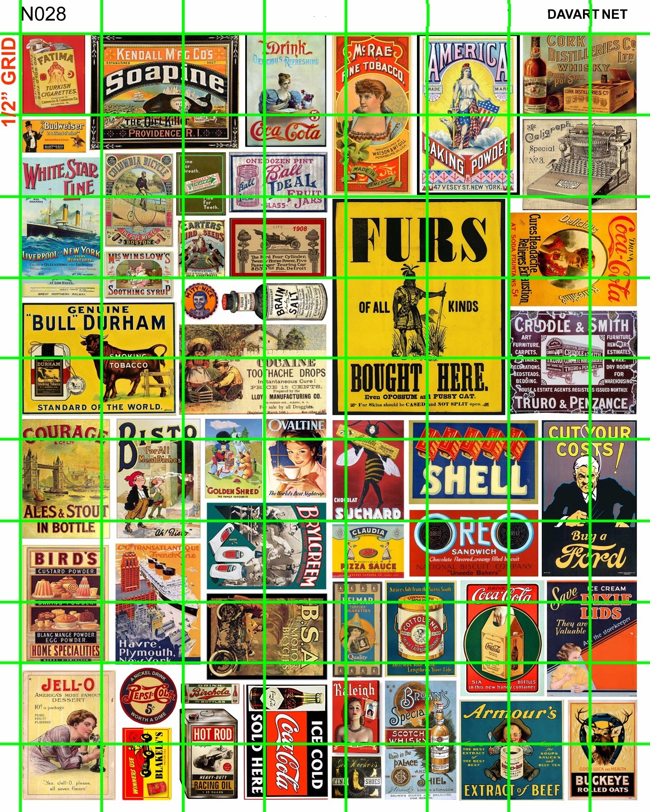 N028 DAVE'S DECALS N 1:160 STEAM ERA BULL DURHAM MIXED AUTO FURS ETC 1880-1920's