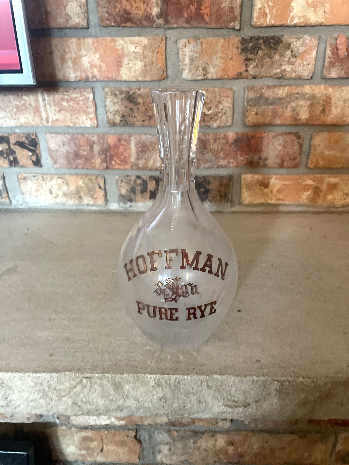 Hoffman Pure Rye Back Bar 1800's Pre -Prohibition antique reverse paint decanter