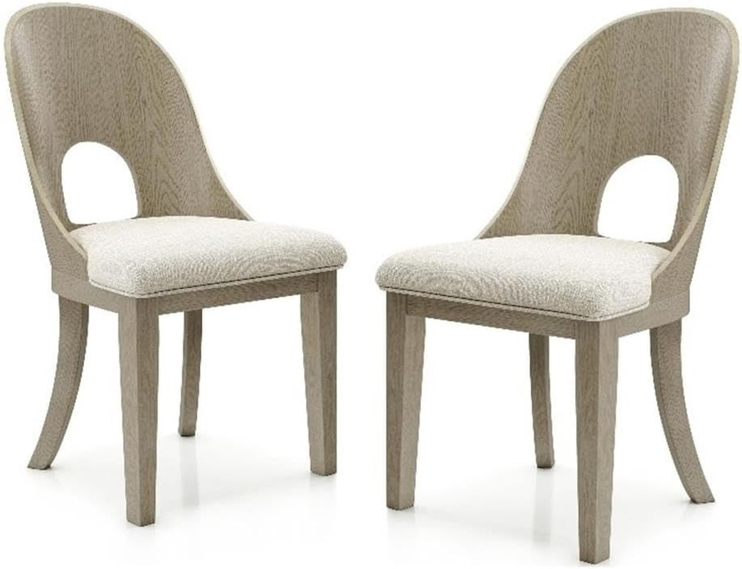 Modern Solid Wood Dining Chairs with Upholstered Seats - Set of 2