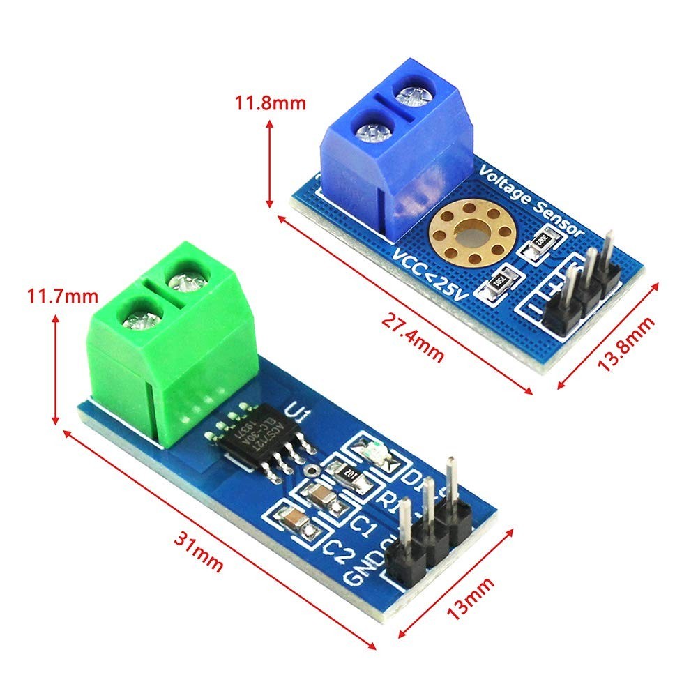 Versatile 30A Current and Voltage Sensor for Arduino - Ideal for DIY Electronics