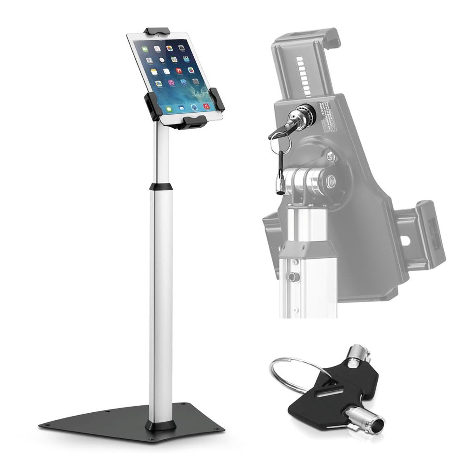 Pyle PSPADLK60 Tablet Security Floor Stand Anti-Theft Lock Adjustable Mount NEW