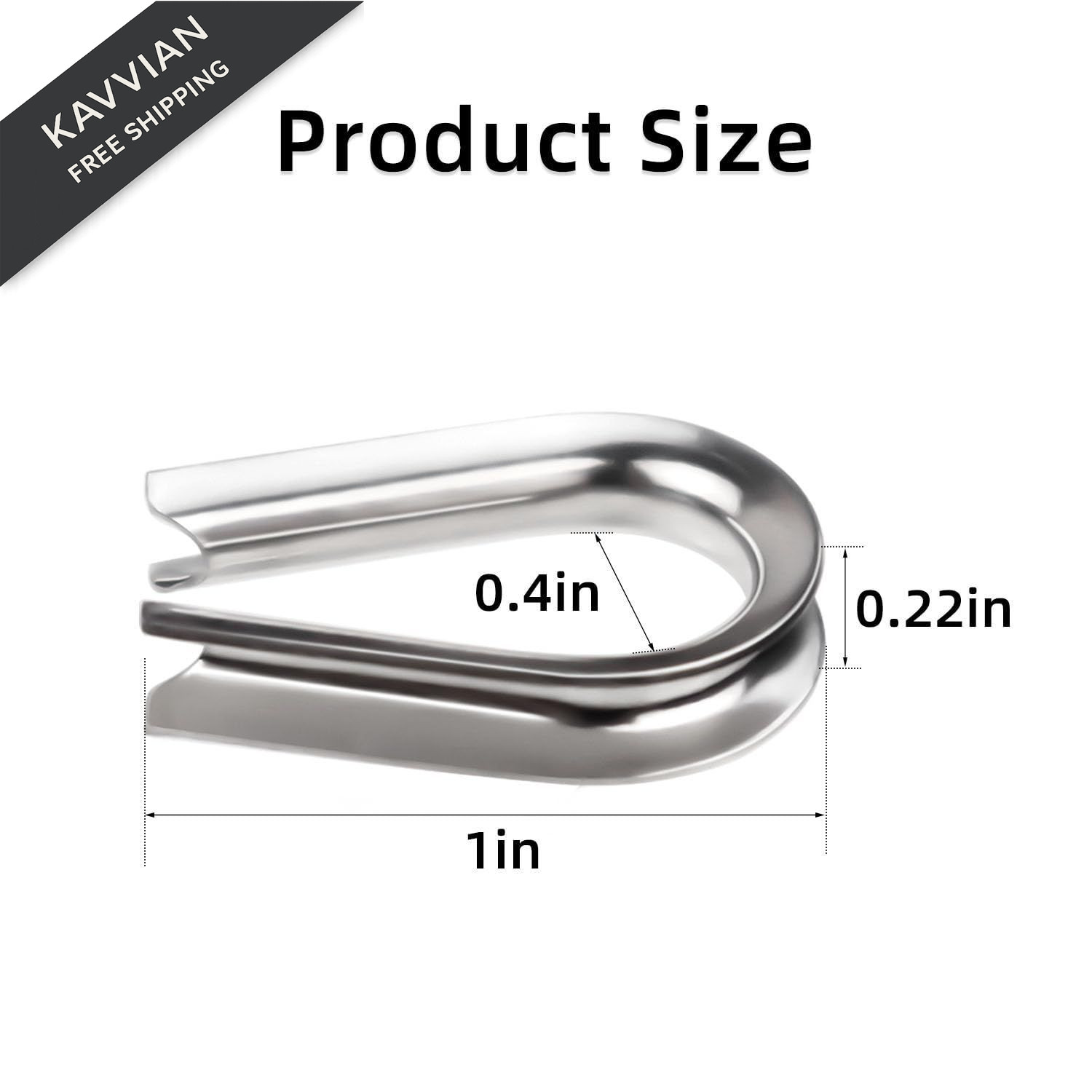 50 Pack Wire Rope Thimble 304 Stainless Steel Thimbles M3...