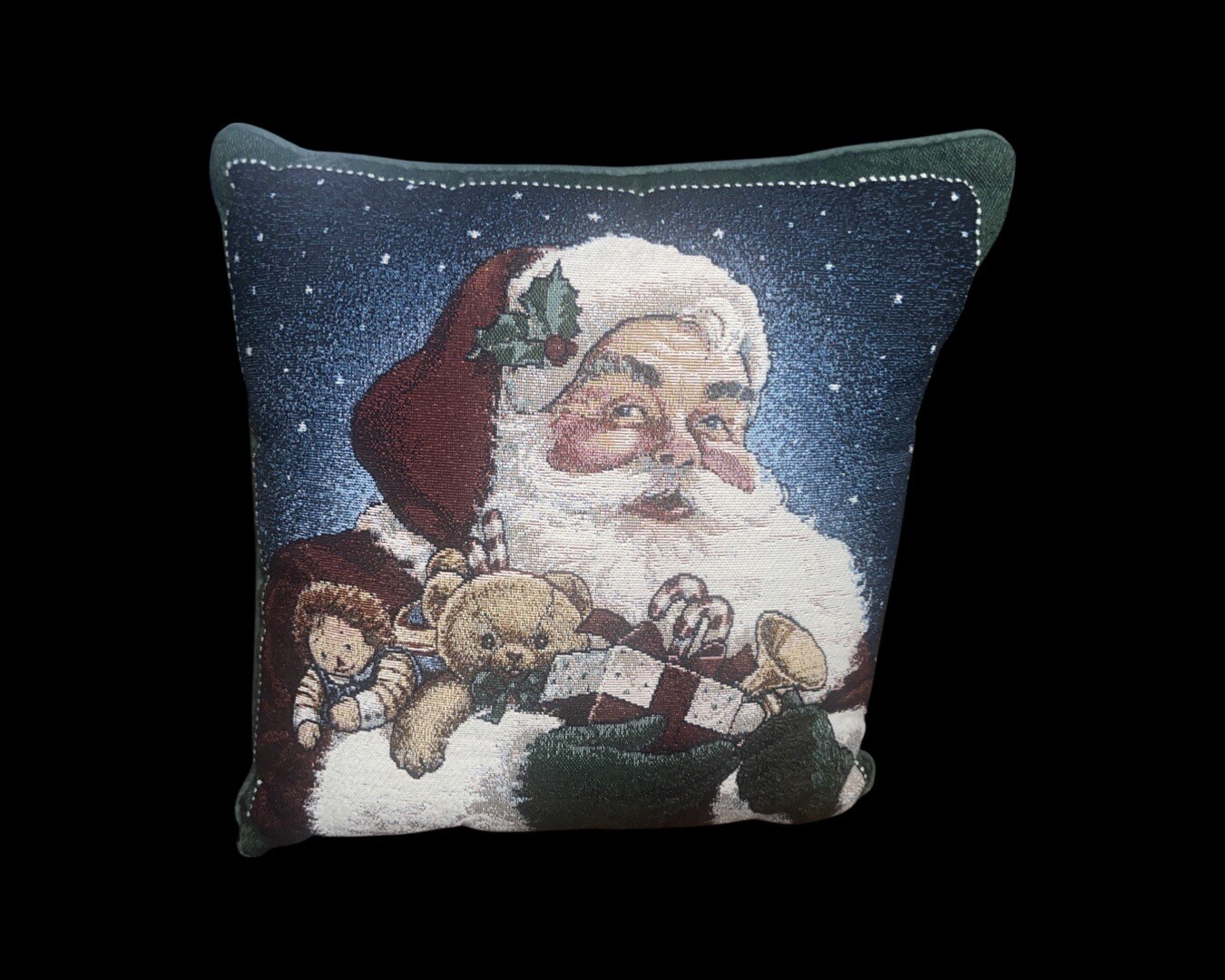 1999 American Weavers Embroidered Santa Claus Throw Pillow Tapestry Christmas