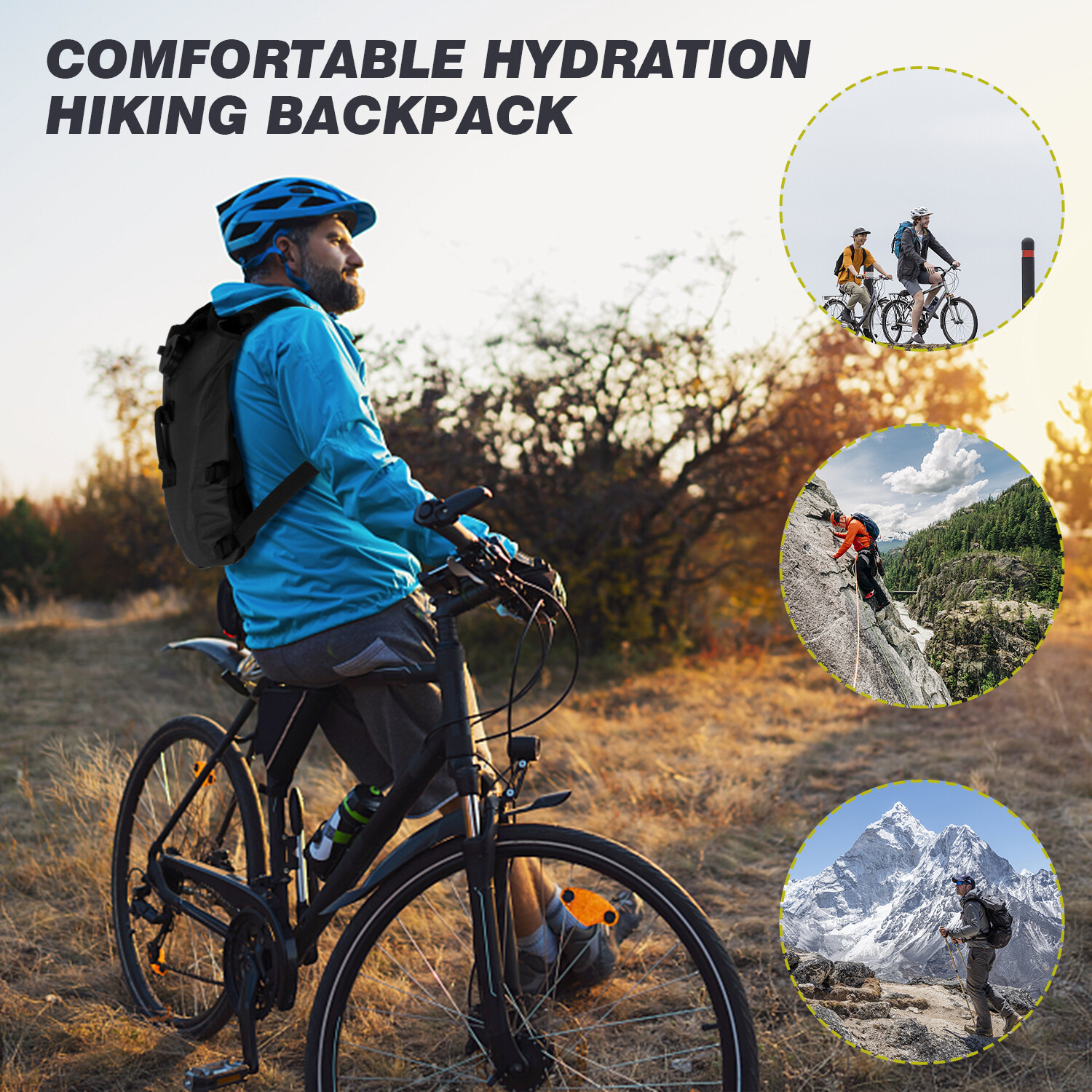 Camping Hydration Backpack, Lightweight Water Backpack with 3L Water Bladder Bag