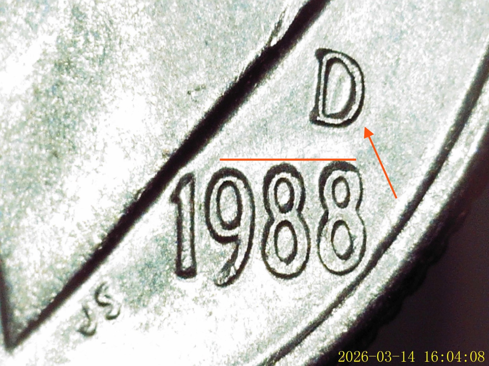 1988- D Roosevelt Dime with Canted Mintmark