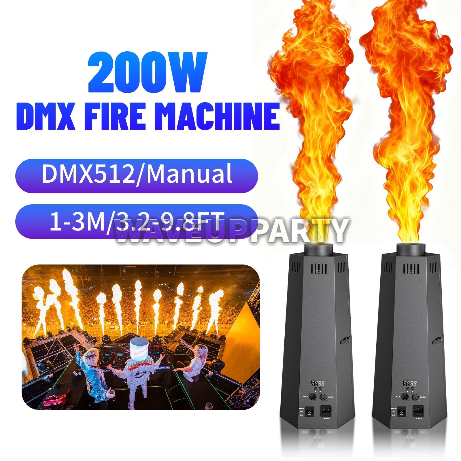 PAIDUN 2 x Fire Machine DMX512 Flame Projector DJ Disco Music Show Stage Effect