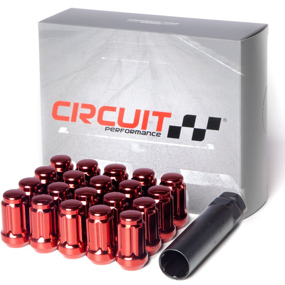 Spline Drive Tuner Acorn Lug Nuts Red 12X1.5 Forged Steel (20Pc + Tool)
