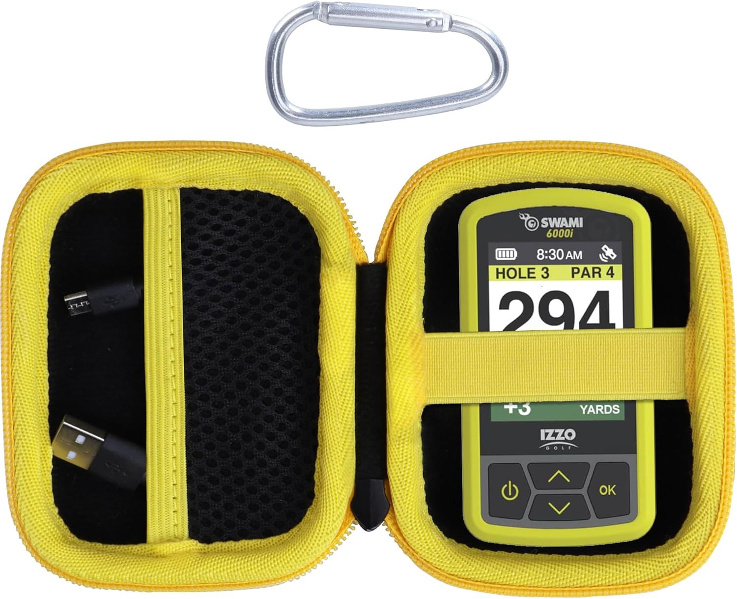 Hard Case Compatible with Izzo Swami 6000 Handheld Golf GPS Black + Yellow Case
