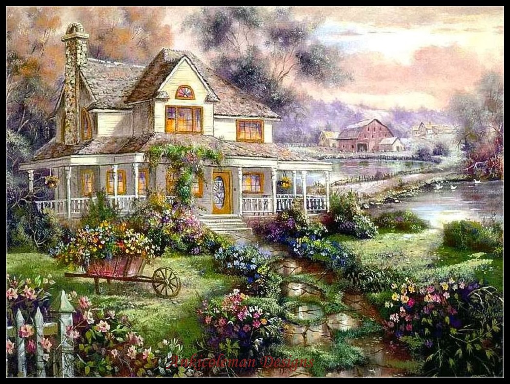 A Country Cottage - Chart Counted Cross Stitch Patterns - Needlework Embroidery