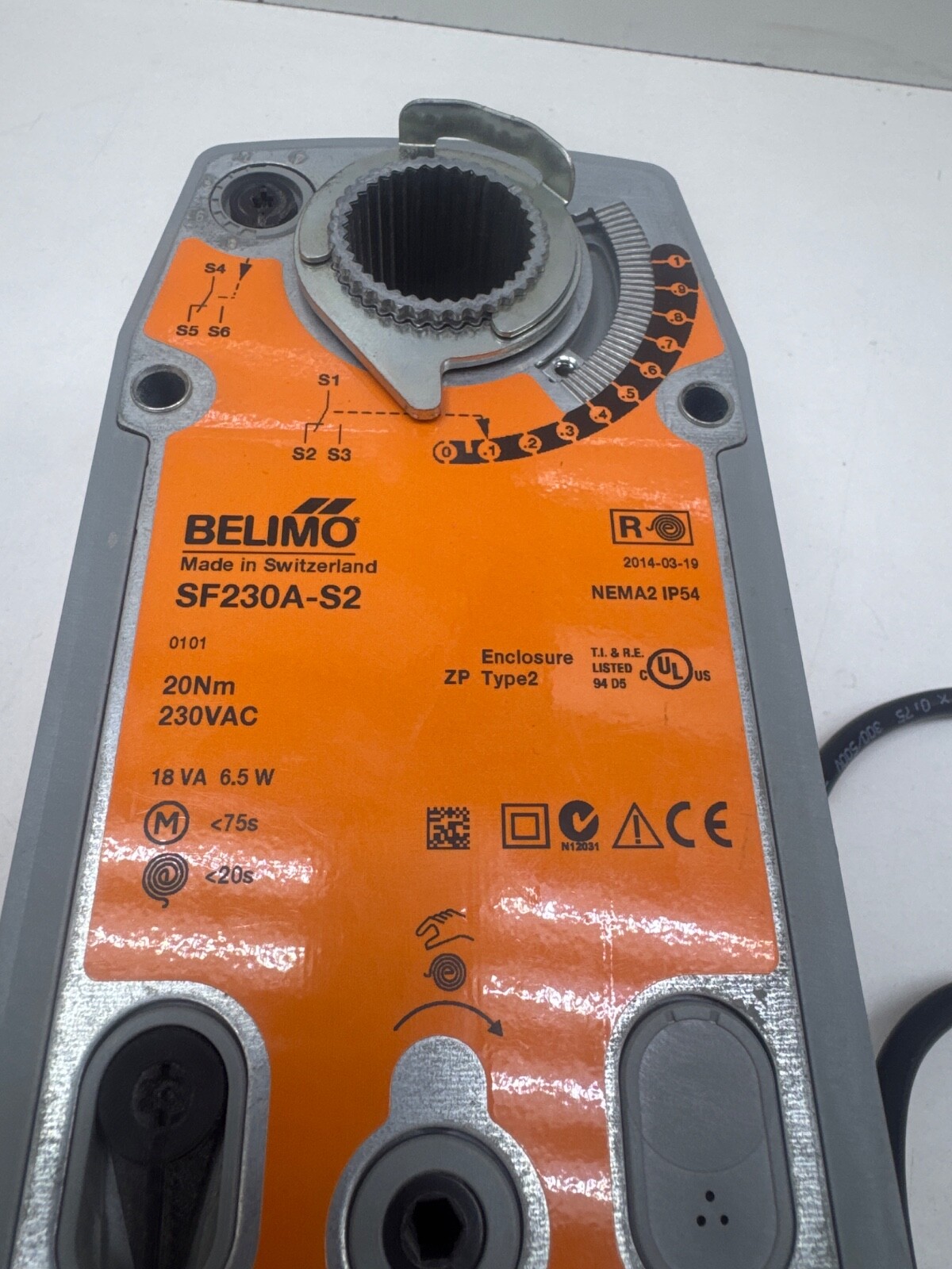 BELIMO SF230A-S2 SPRING RETURN ACTUATOR 20Nm 230V