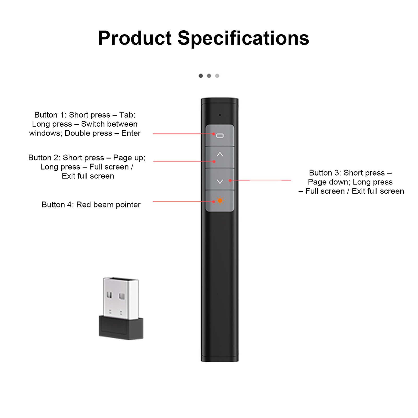 Plug-and-Play Page Turner 2.4GHz Wireless Presenter Remote Presentation Clicker