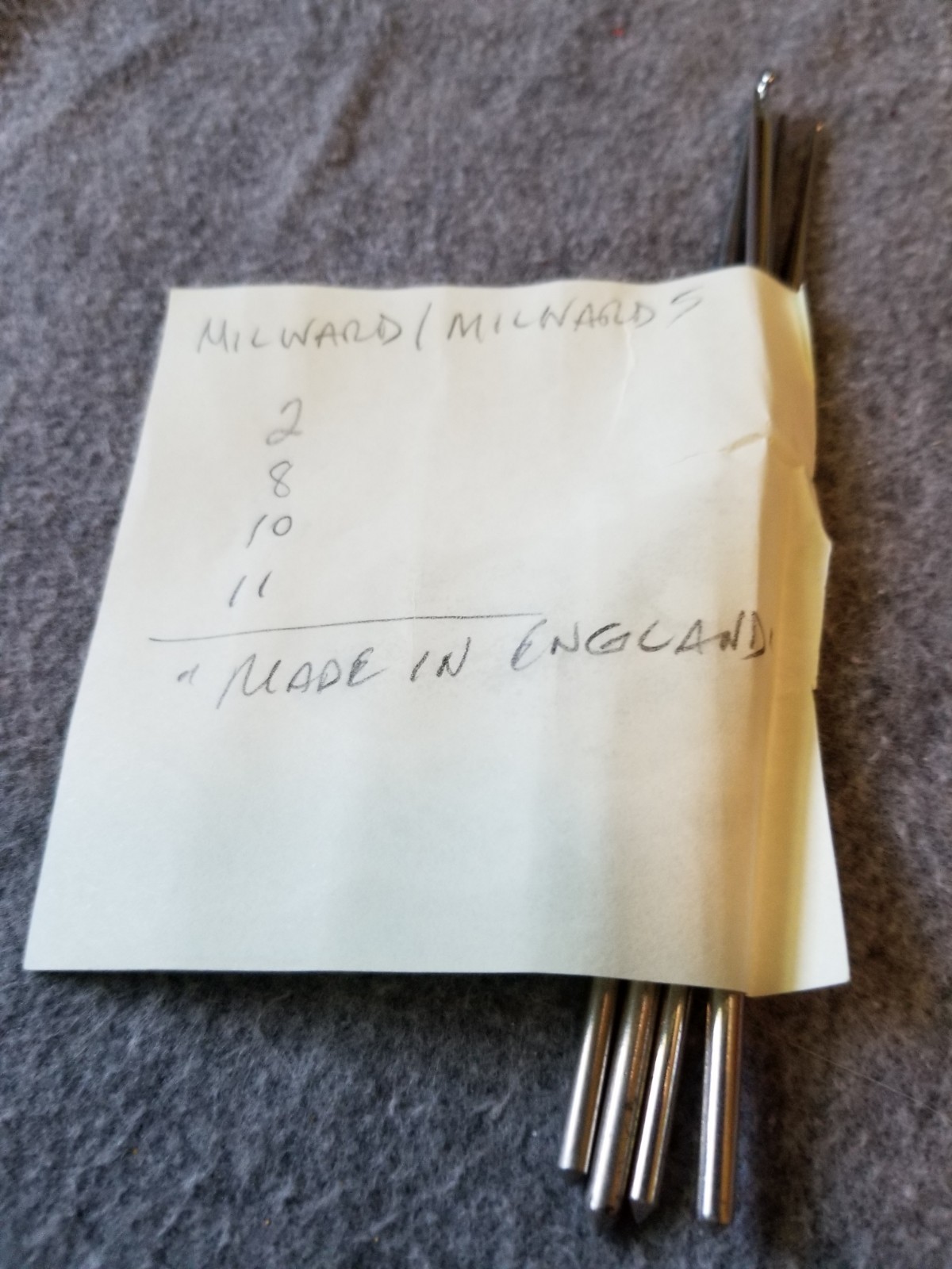 Lot of Milwards Vintage Steel Crochet Hooks, Total 4 -Made in England