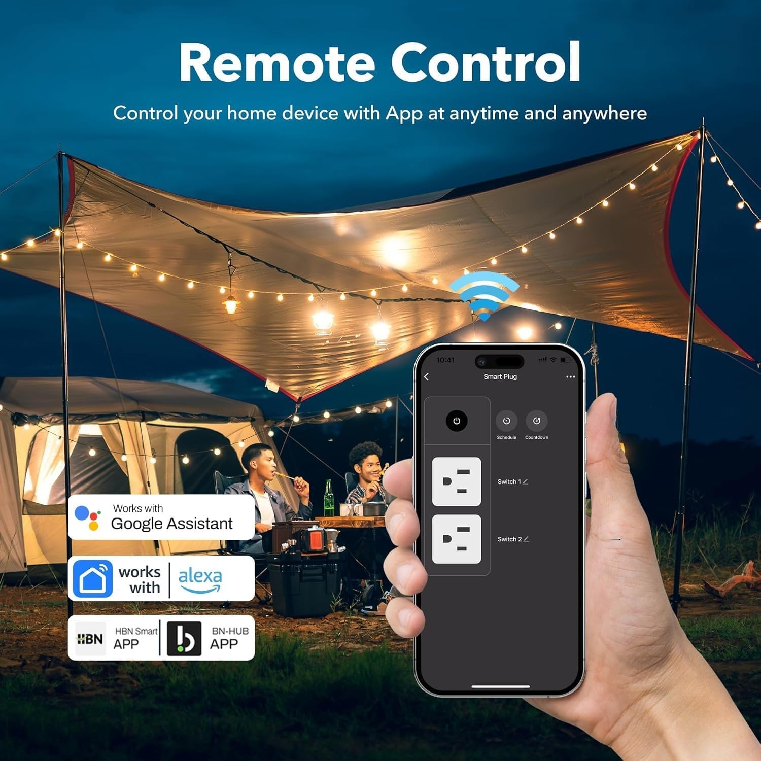Weatherproof Smart WiFi Outlet with Remote Control for Alexa & Google Assistant