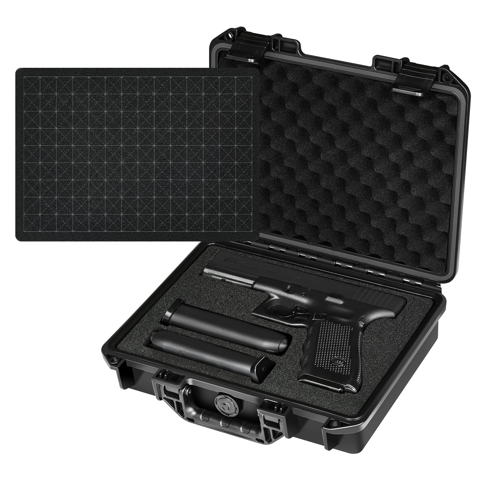 TSA Approved 9mm Pistol Case Hard Shell Waterproof Shockproof Gun Case