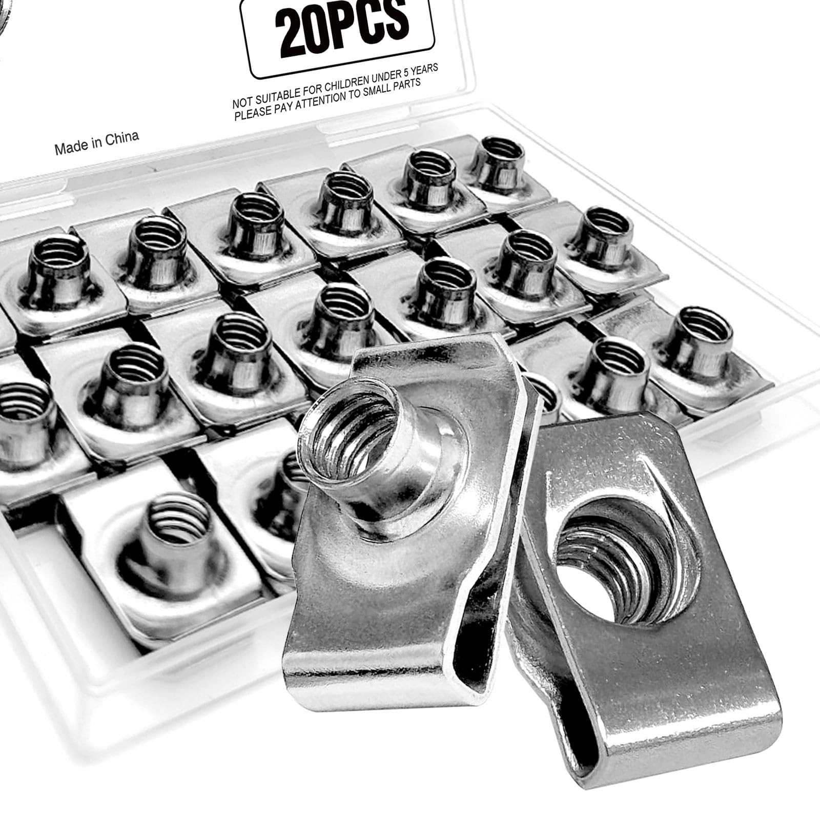 20 Pack 5/16"-18 Extruded U-Nuts, 304 Stainless Steel U Clip Car Clips Fasteners
